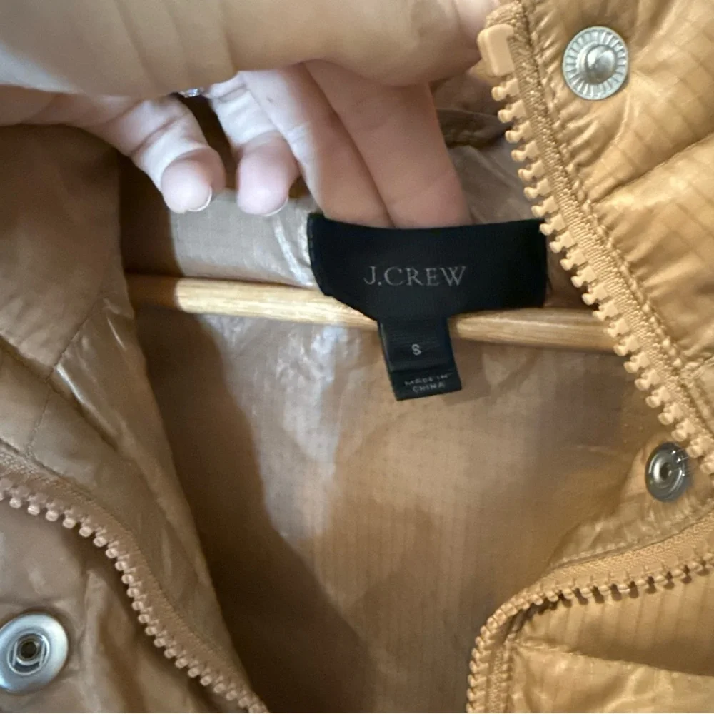 J. Crew Shiny Puffer Down Vest in Gold